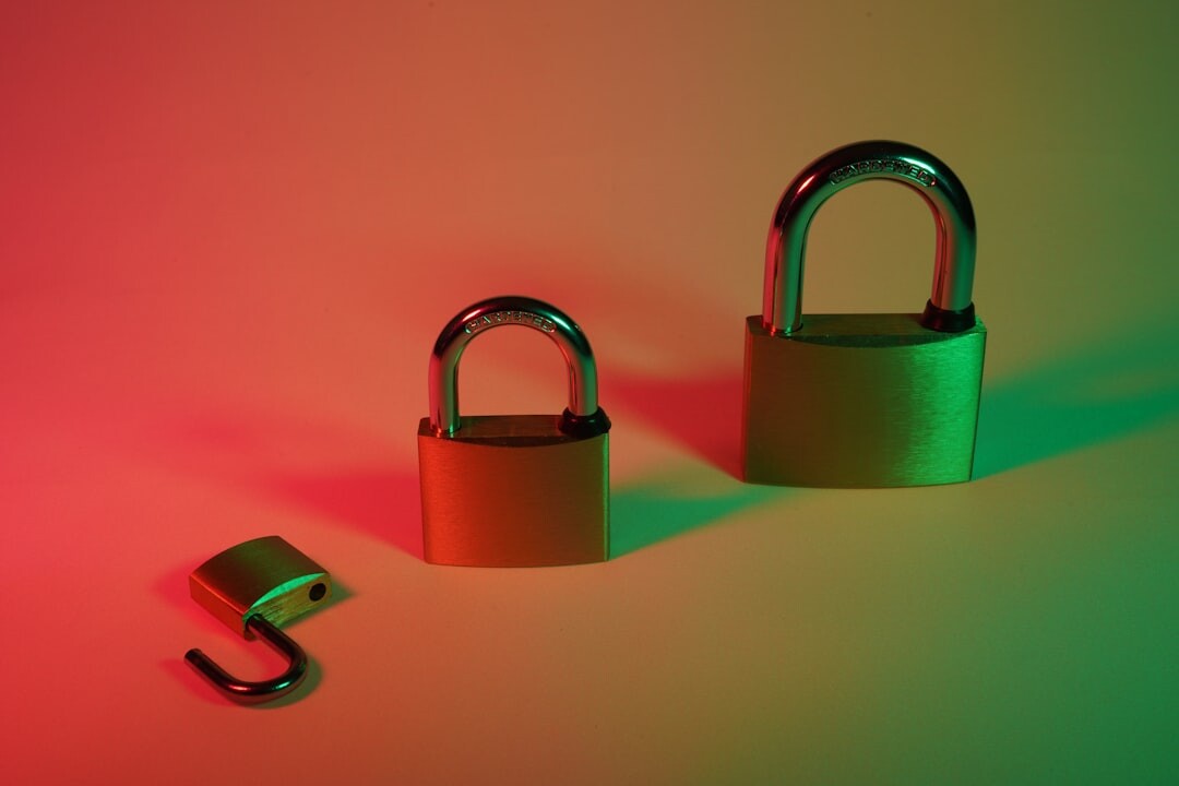 Cybersecurity concept with digital lock and green matrix code on dark background